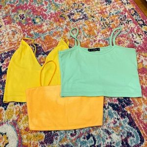 SHEIN set of three tank tops 🧡💚💛